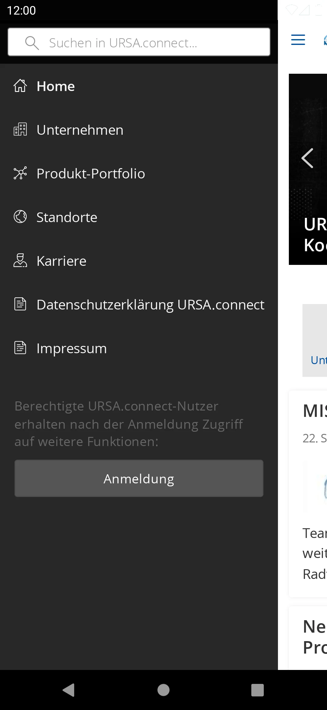 URSA.connect screenshot